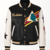 Men's Multi-Color Triangle Leather Varsity Jacke