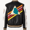 Mens Multi-Color Triangle Leather Varsity Jacke