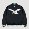 Black bomber jacket with eagle design