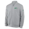 Men's Seattle Seahawks Nike Gray 2025 Rivalries Collection Sideline Full-Zip Bomber Jacket