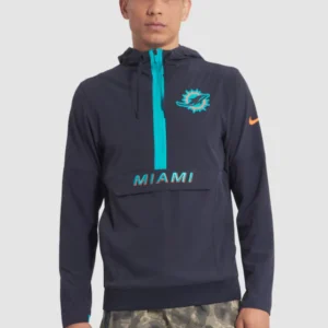 Miami Dolphins Nike Rivalries Sideline Anorak Half-Zip Hoodie Jacket Black