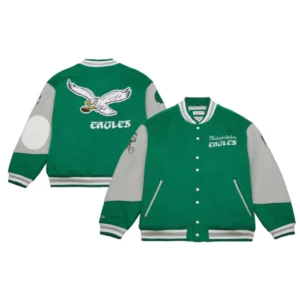 Mitchell & Ness Philadelphia Eagles Kelly Green Varsity Jacket