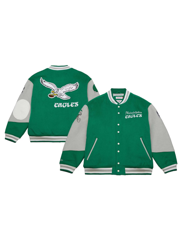 Mitchell & Ness Philadelphia Eagles Kelly Green Varsity Jacket
