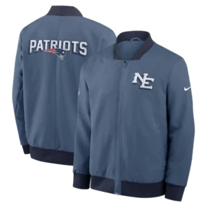New England Patriots Nike 2025 Rivalries Sideline Bomber Jacket Blue
