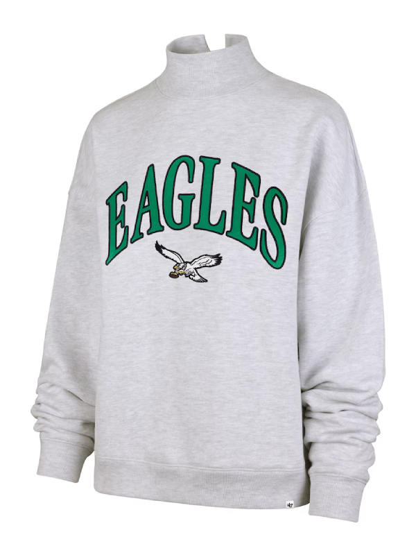 Philadelphia Eagles '47 Women's Vantage Mock Neck Pullover Sweatshirt - Heather Gray