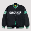 Philadelphia Eagles GOLF WANG Satin Bomber Jacket Black