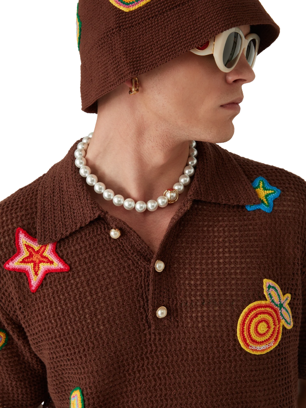 Polo Motif Crochet Shirt