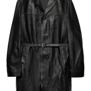 Prada Nappa Leather Coat Black