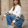 Quarter Striped Women Sweatshirt