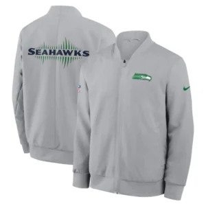 Seattle Seahawks Nike 2025 Rivalries Sideline Bomber Jacket Grey