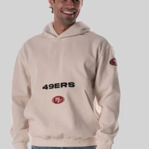 The Wild Collective San Francisco 49ers Corduroy Hoodie - Cream