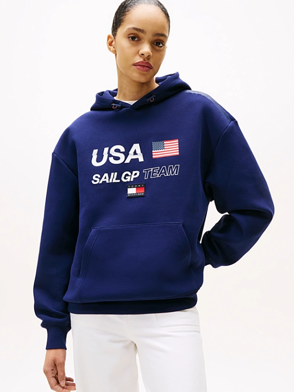 Tommy x U.S. Sail GP Team Interlock Knit Hoody Blue