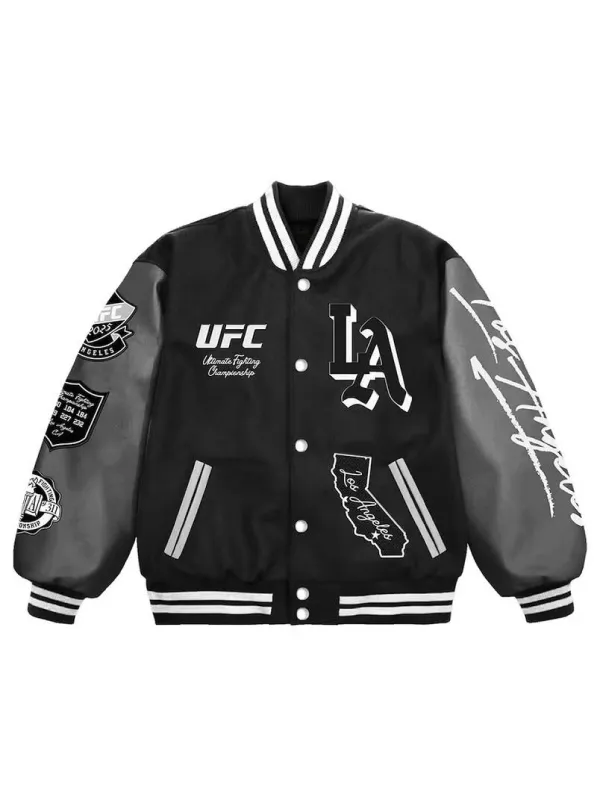UFC-313-Los-Angeles-2025-Black-Varsity-Jacket