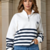 Women Quarter Striped Sweatshirt
