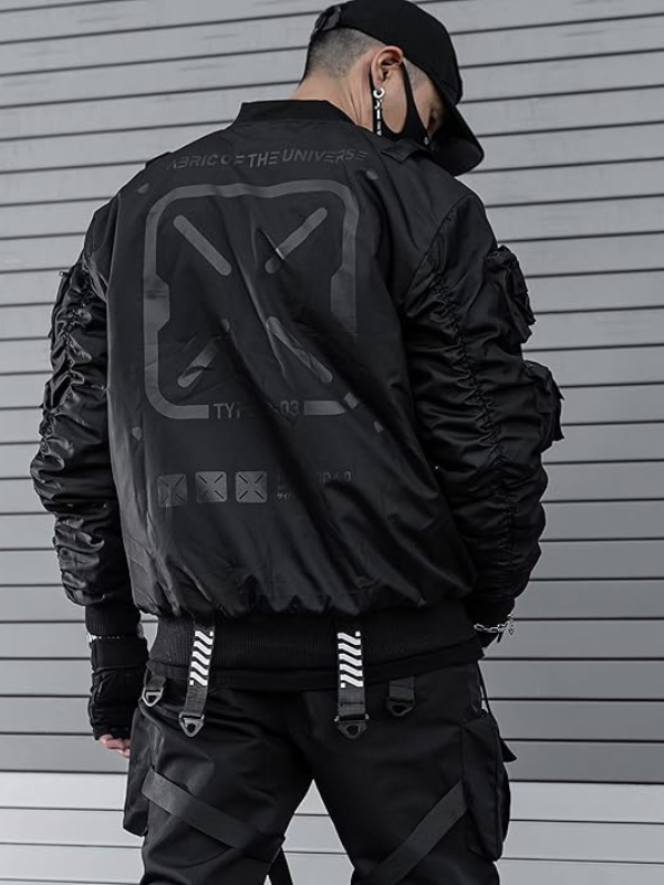 XB-03 Fabric of the Universe black Bomber Jacket