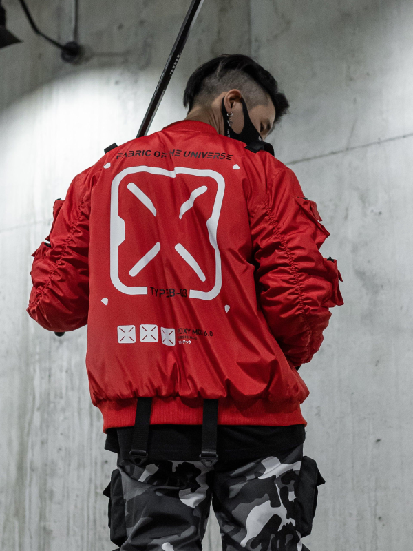 XB-03 Red Fabric of the Universe Bomber Jacket