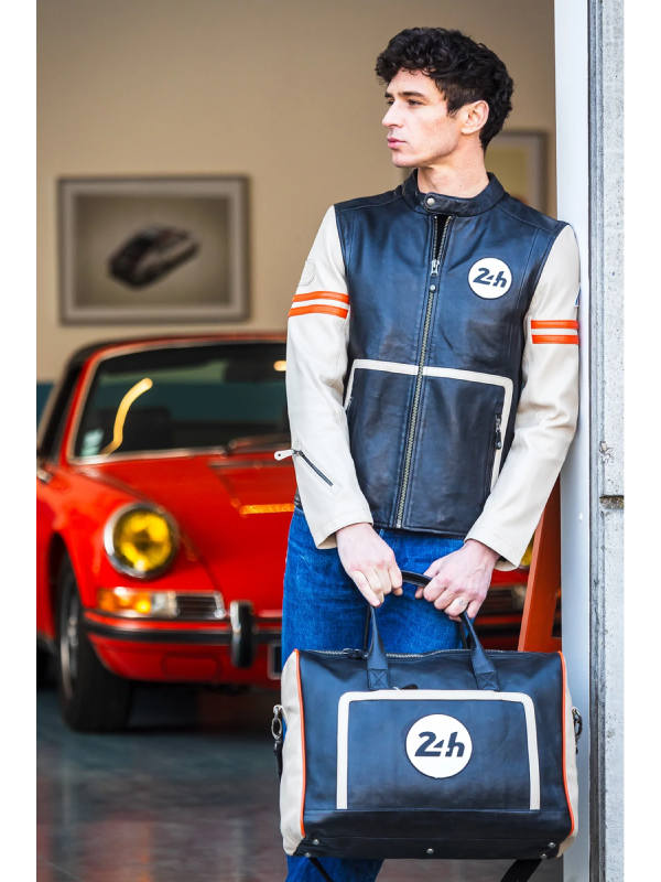 black Leather Mans Karl 24H Le Ecru Jacket