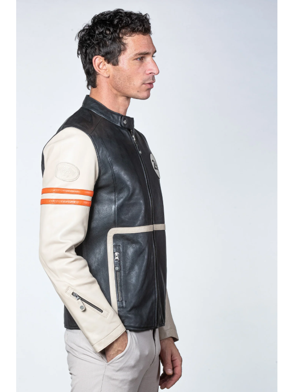 kael Mans 24H Le Ecru black Leather Jacket