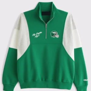 Abercrombie Philadelphia Eagles Half-Zip Sweatshirt Green