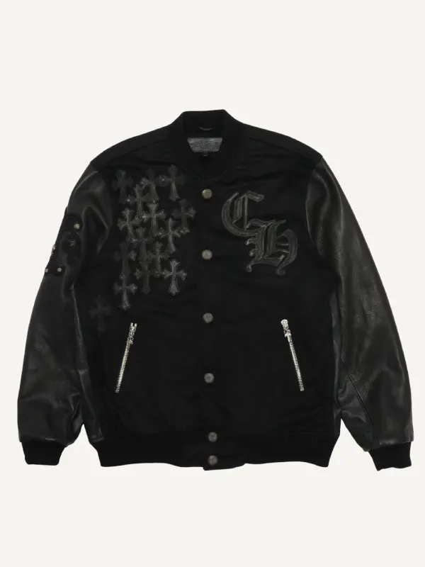 Chrome Heart Black Letterman Varsity Jacket