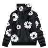 Denim Tears Pinstripe Wreath Black Zip-Up Hoodie