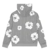 Denim Tears Pinstripe Wreath Grey Zip-Up Hoodie