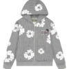 Denim Tears Pinstripe Wreath Zip Hoodie Grey
