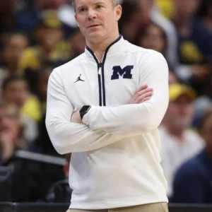 Dusty May Michigan Wolverines Half-Zip Sweatshirt White
