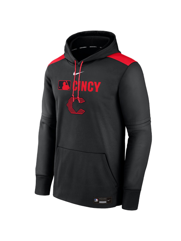 Men's Cincinnati Reds Nike Black Authentic Collection City Connect Therma Pullover Hoodie