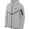 Men's Kansas City Chiefs Nike Grey Tech Fleece Full-Zip Windrunner Hoodie Jacket