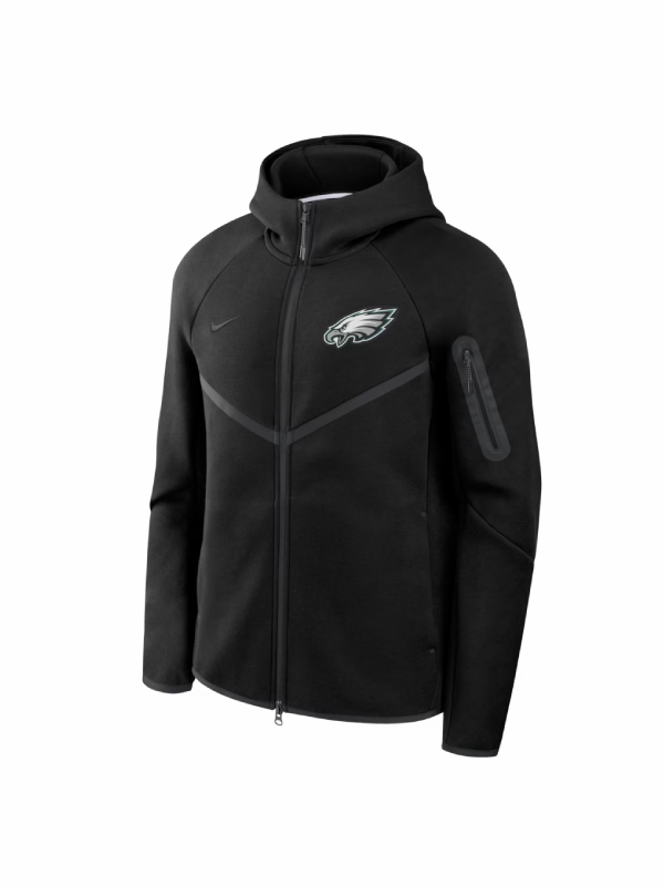 Men's Philadelphia Eagles Nike Black Tech Fleece Full-Zip Windrunner Hoodie