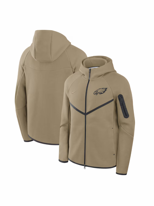 Men's Philadelphia Eagles Nike Olive Tech Fleece Full-Zip Windrunner Hoodie
