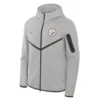 Men's Pittsburgh Steelers Nike Heather Gray Tech Fleece Full-Zip Windrunner Hoodie