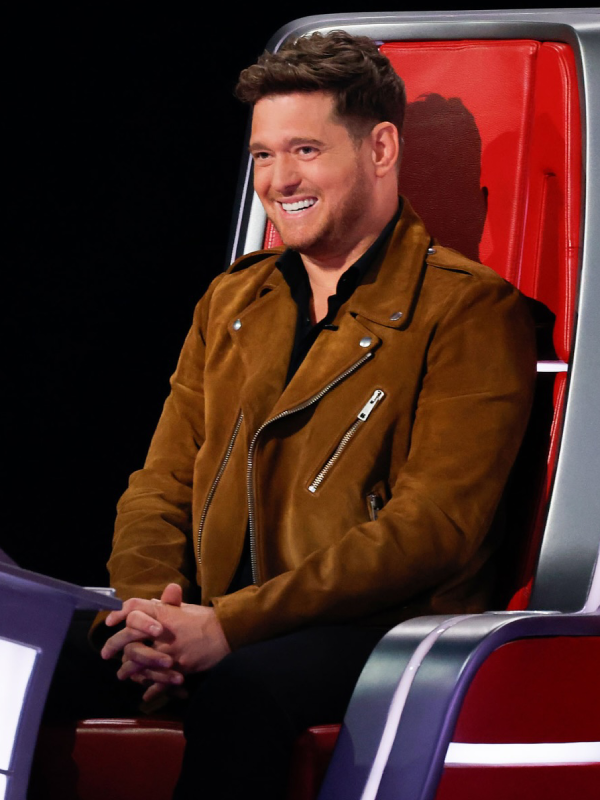 Michael Buble The Voice S28 Brown Suede Leather Jacket