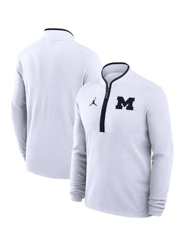 Michigan Wolverines Jordan Brand Victory Half-Zip Sweatshirt - Navy White