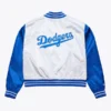 Mitchell and Ness Dodgers Cropped Satin Jacket White