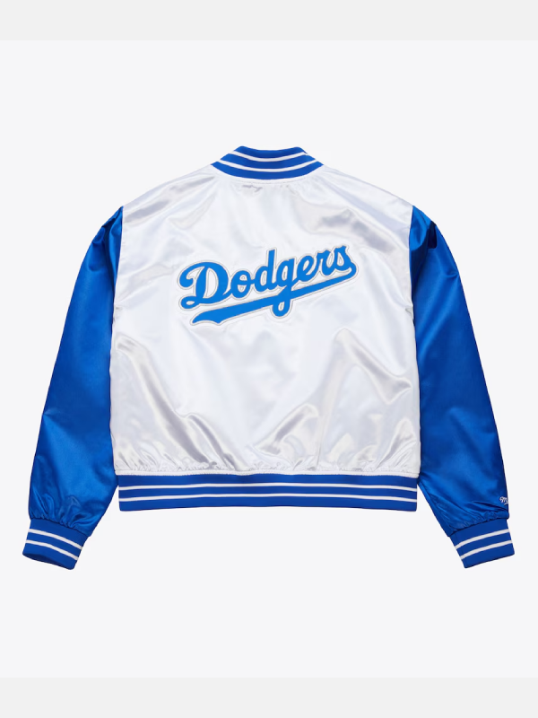 Mitchell and Ness Dodgers Cropped Satin Jacket White