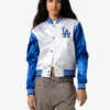 Mitchell and Ness Los Angeles Dodgers Cropped Satin Jacket White