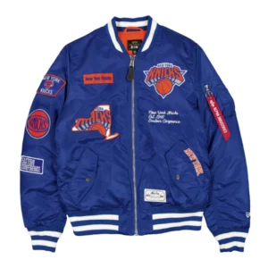New York Knicks Alpha Industries MA-1 Bomber Jacket Blue