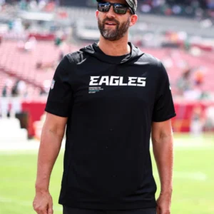 Nick Sirianni Eagles Sideline Performance Black Hoodie T-Shirt