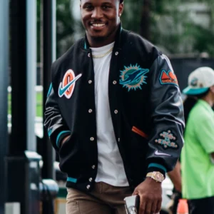 Nike x Shoe Gallery x Miami Dolphins Black Varsity Jacket