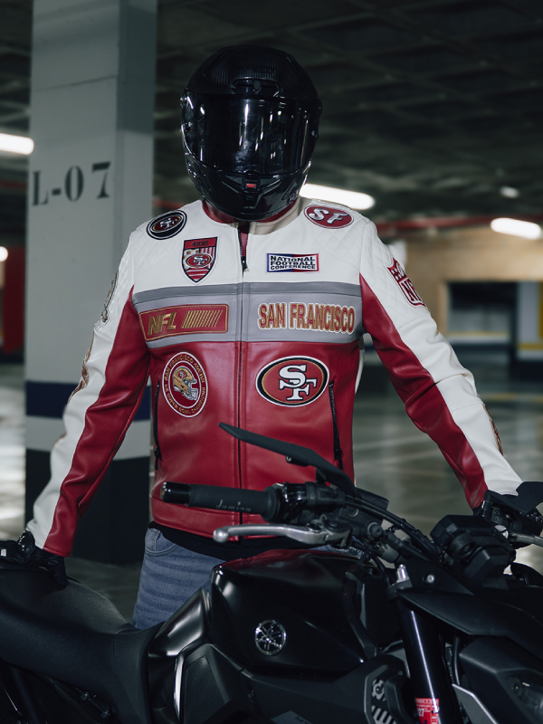 San Francisco 49ers Leather Moto Jacket
