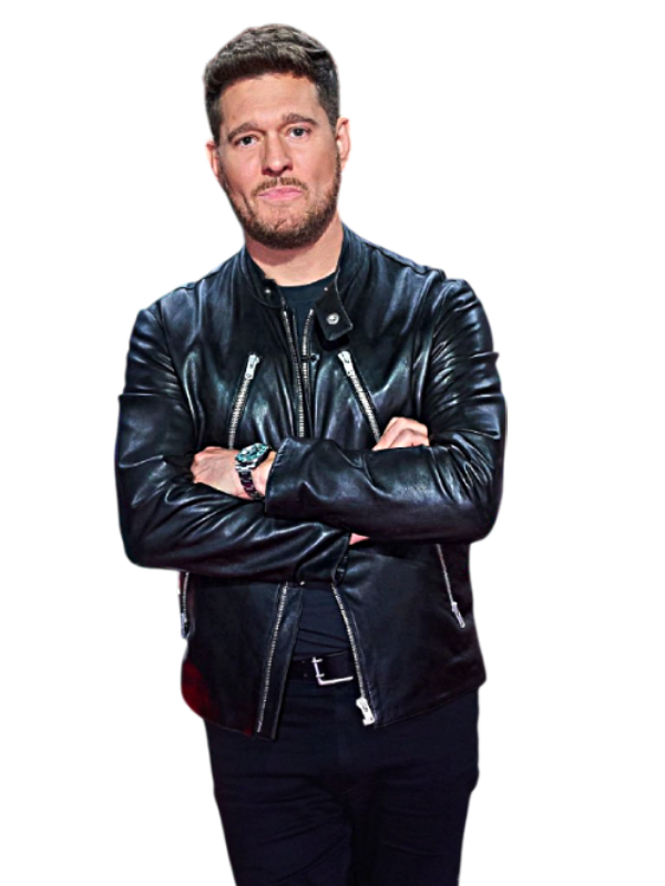 The Voice S28 Michael Buble Black Leather Jacket