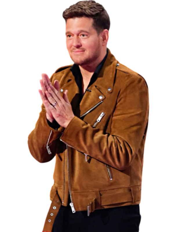 The Voice S28 Michael Buble Brown Leather Jacket
