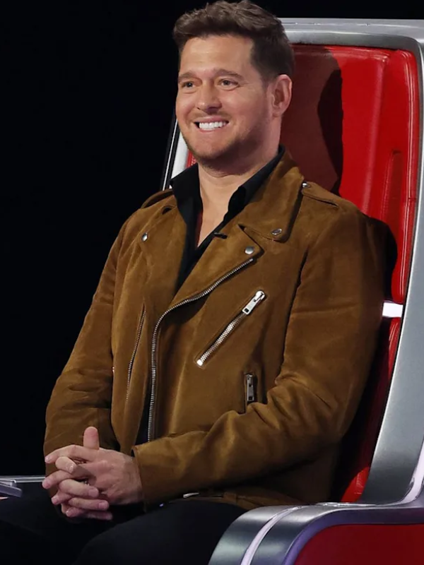 The Voice S28 Michael Buble Brown Suede Jacket
