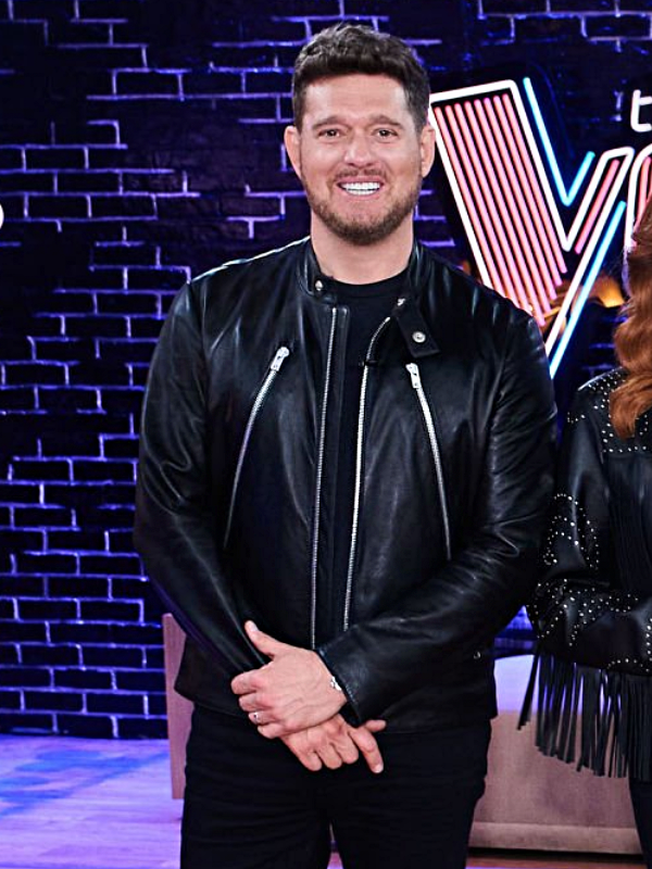 The Voice S28 Michael Buble Leather Jacket Black