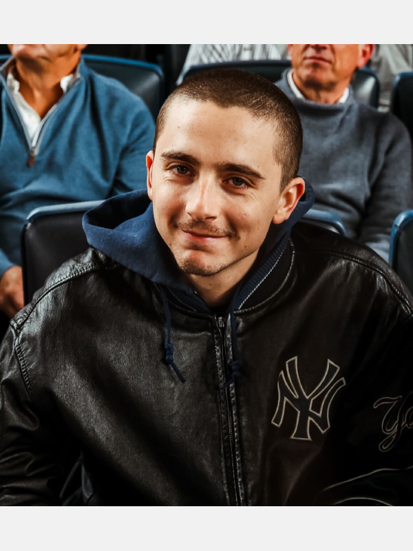 Timothée Chalamet Yankees Black Leather Jacket