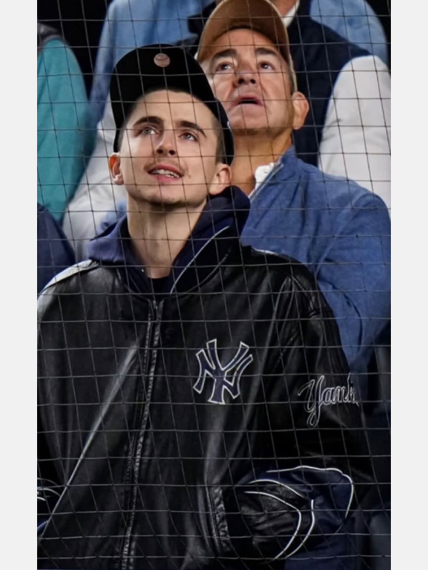 Timothée Chalamet Yankees Black Leather Varsity Jacket