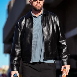 Travis Kelce Leather Jacket Black