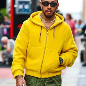 U.S. F1 Grand Prix 2025 Lewis Hamilton Yellow Hooded Jacket